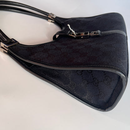 Gucci Vintage Black Jackie Canvas Shoulder Bag