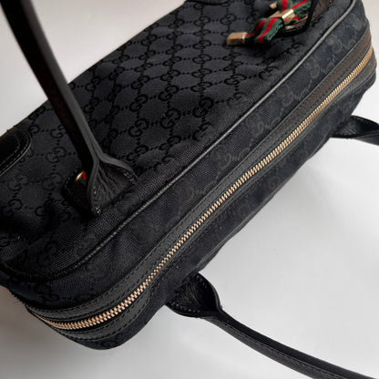 Gucci Princy Black Canvas Sherry Line Shoulder Bag