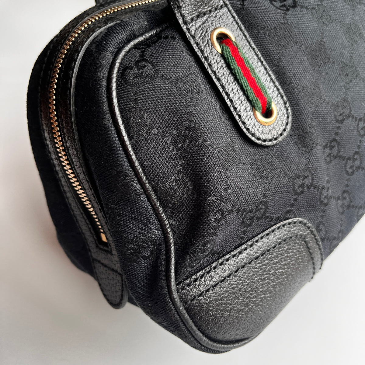 Gucci Princy Black Canvas Sherry Line Shoulder Bag