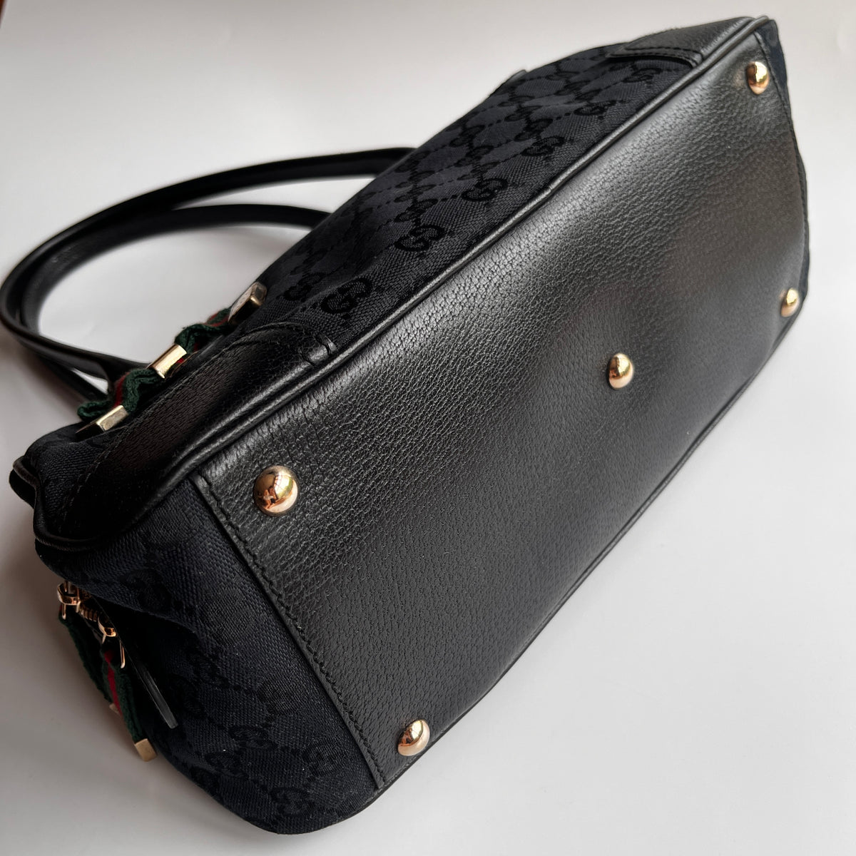 Gucci Princy Black Canvas Sherry Line Shoulder Bag