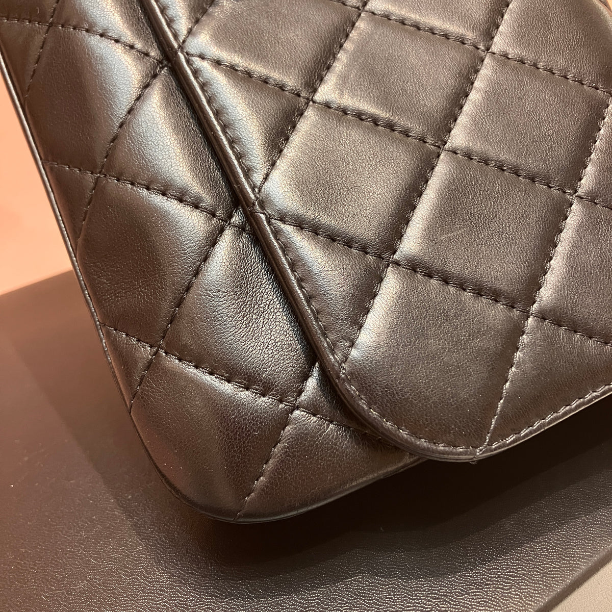 Chanel Boy East West Flap Black Leather Crossbody Clutch Bag