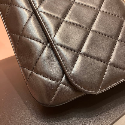 Chanel Boy East West Flap Black Leather Crossbody Clutch Bag