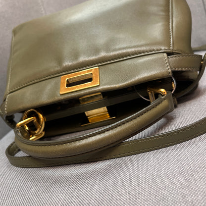 Fendi Peekaboo Mini Olive Green Crossbody Bag