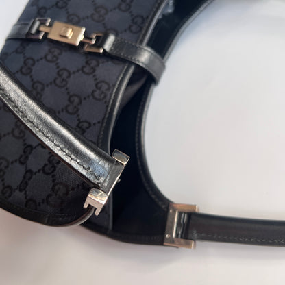 Gucci Vintage Black Jackie Canvas Shoulder Bag
