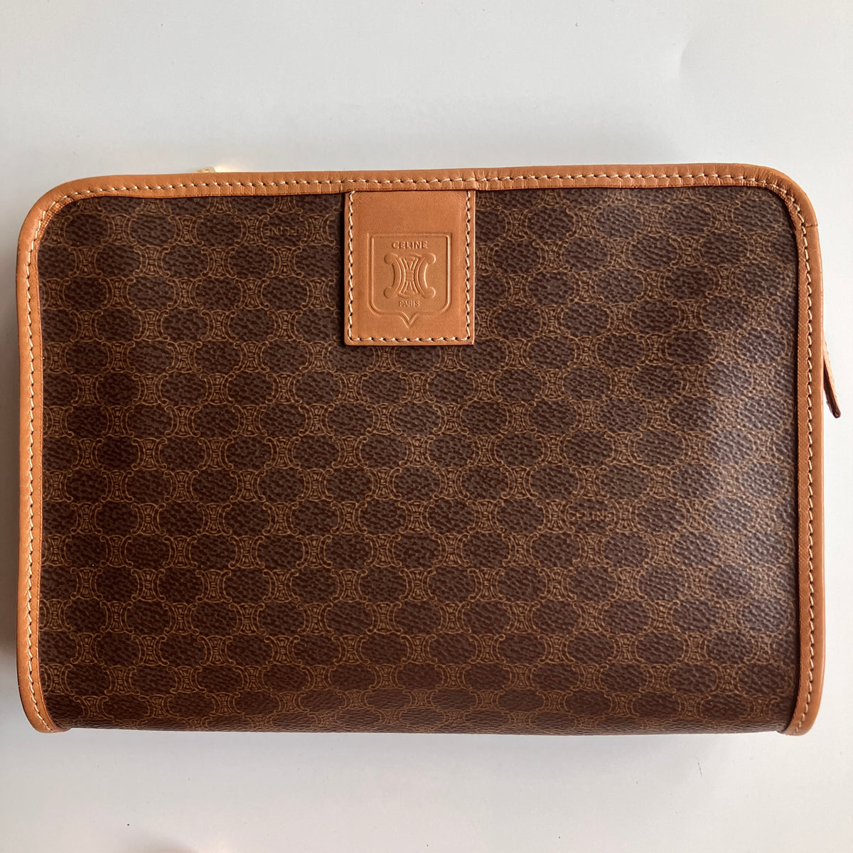 Celine Vintage Macadame Coated Canvas Clutch