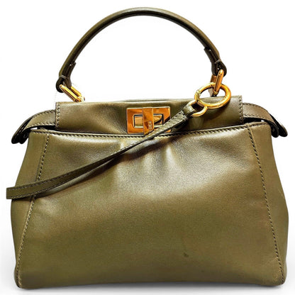 Fendi Peekaboo Mini Olive Green Crossbody Bag