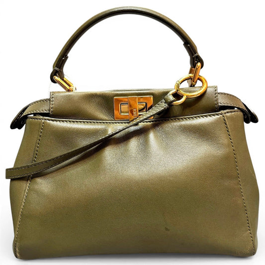 Fendi Peekaboo Mini Olive Green Crossbody Bag