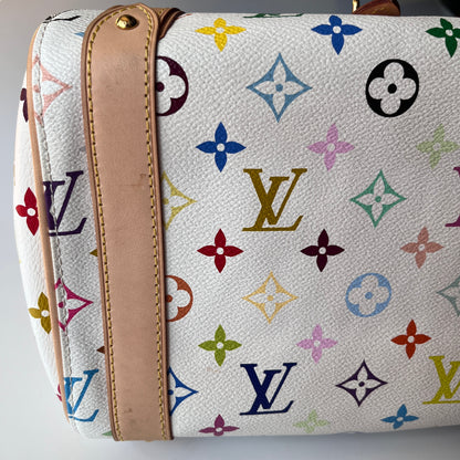 Louis Vuitton x Takashi Murakami White Multicolor Priscilla Handbag