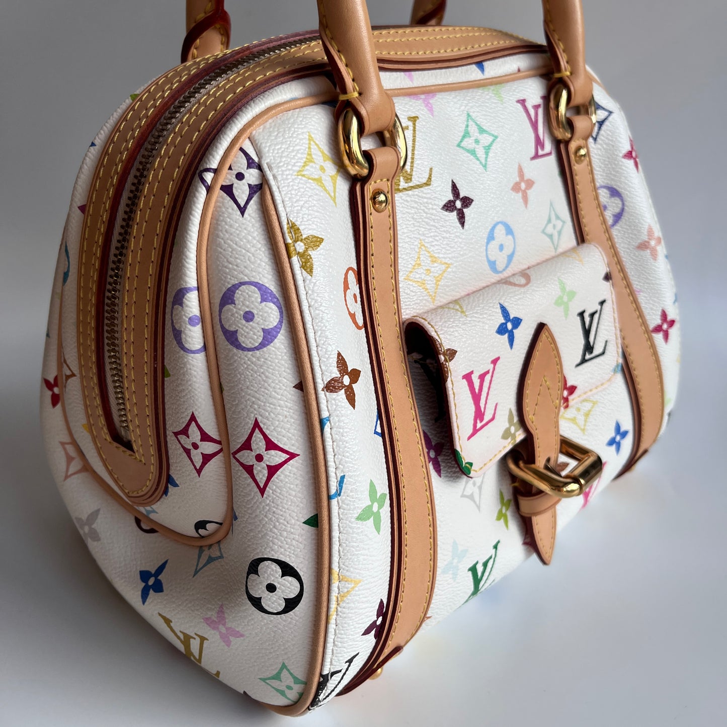 Louis Vuitton x Takashi Murakami White Multicolor Priscilla Handbag