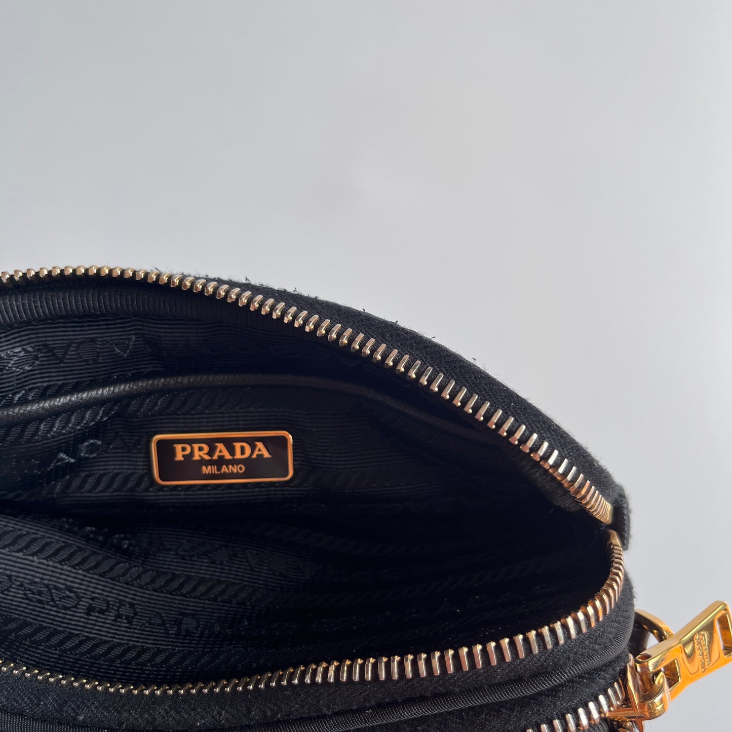 Prada Black Nylon Double Zip Pouch/ Wristlet