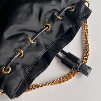 Versace Black Nylon Bucket La Medusa Crossbody Bag