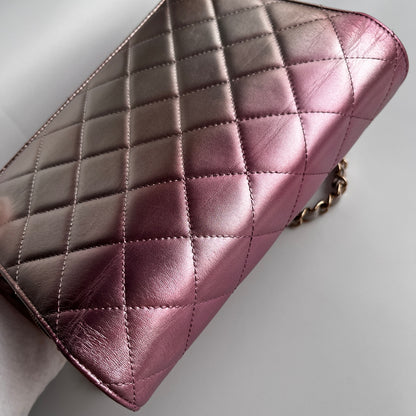 Chanel Quilted Gradient Metallic Lambskin Like A Wallet Flap Crossbody Bag