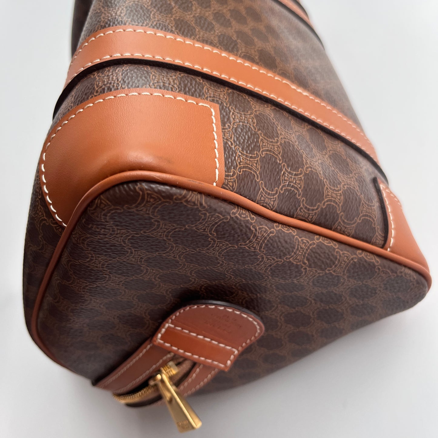 Celine Vintage Macadam Coated Canvas Boston Bag