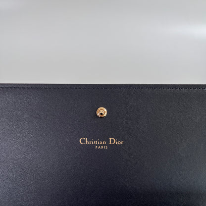 Christian Dior Diorama Metallic Silver Patent Wallet On Chain
