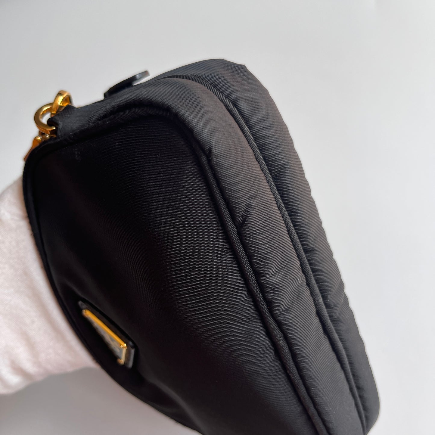 Prada Black Nylon Double Zip Pouch/ Wristlet