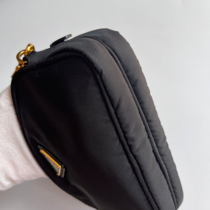 Prada Black Nylon Double Zip Pouch/ Wristlet