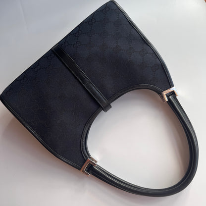 Gucci Vintage Black Jackie Canvas Shoulder Bag