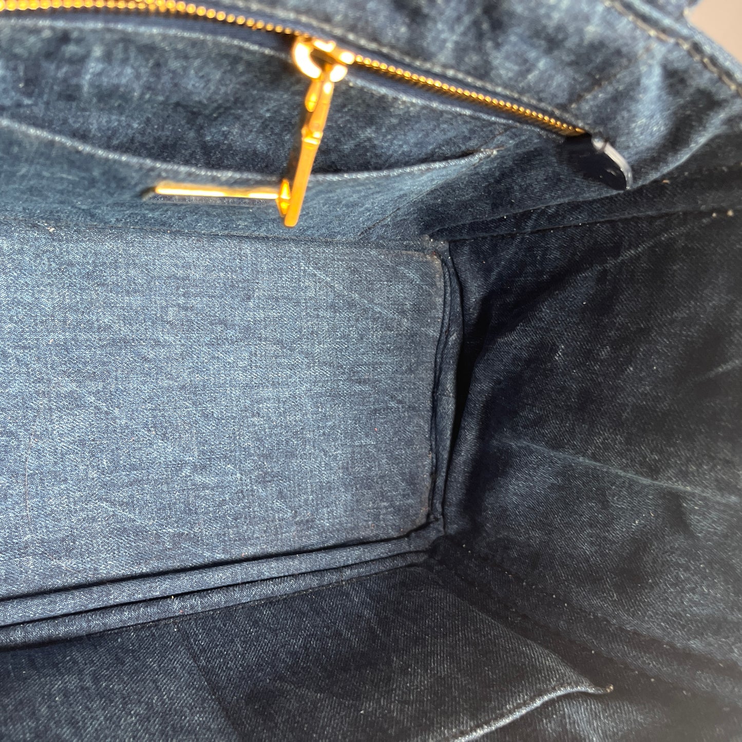 Prada Blue Denim Canapa Top Handle Bag