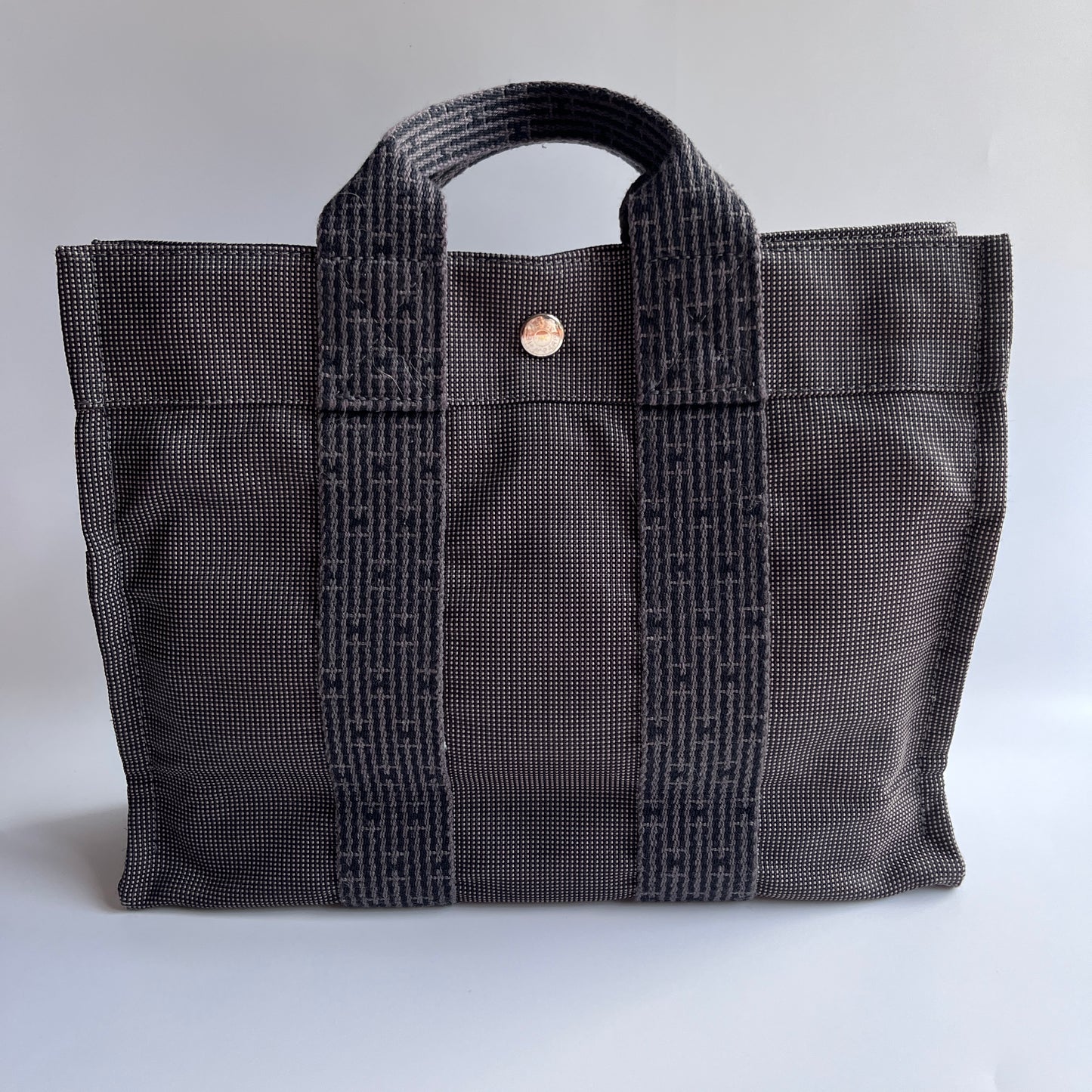 Hermes Herline PM Gray Canvas Tote Bag