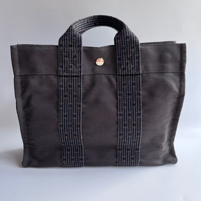 Hermes Herline PM Gray Canvas Tote Bag
