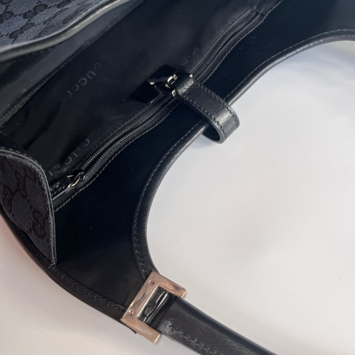 Gucci Vintage Black Jackie Canvas Shoulder Bag