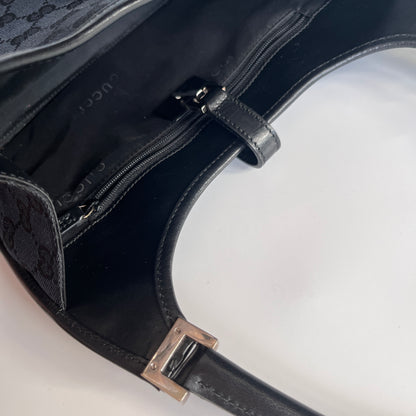 Gucci Vintage Black Jackie Canvas Shoulder Bag