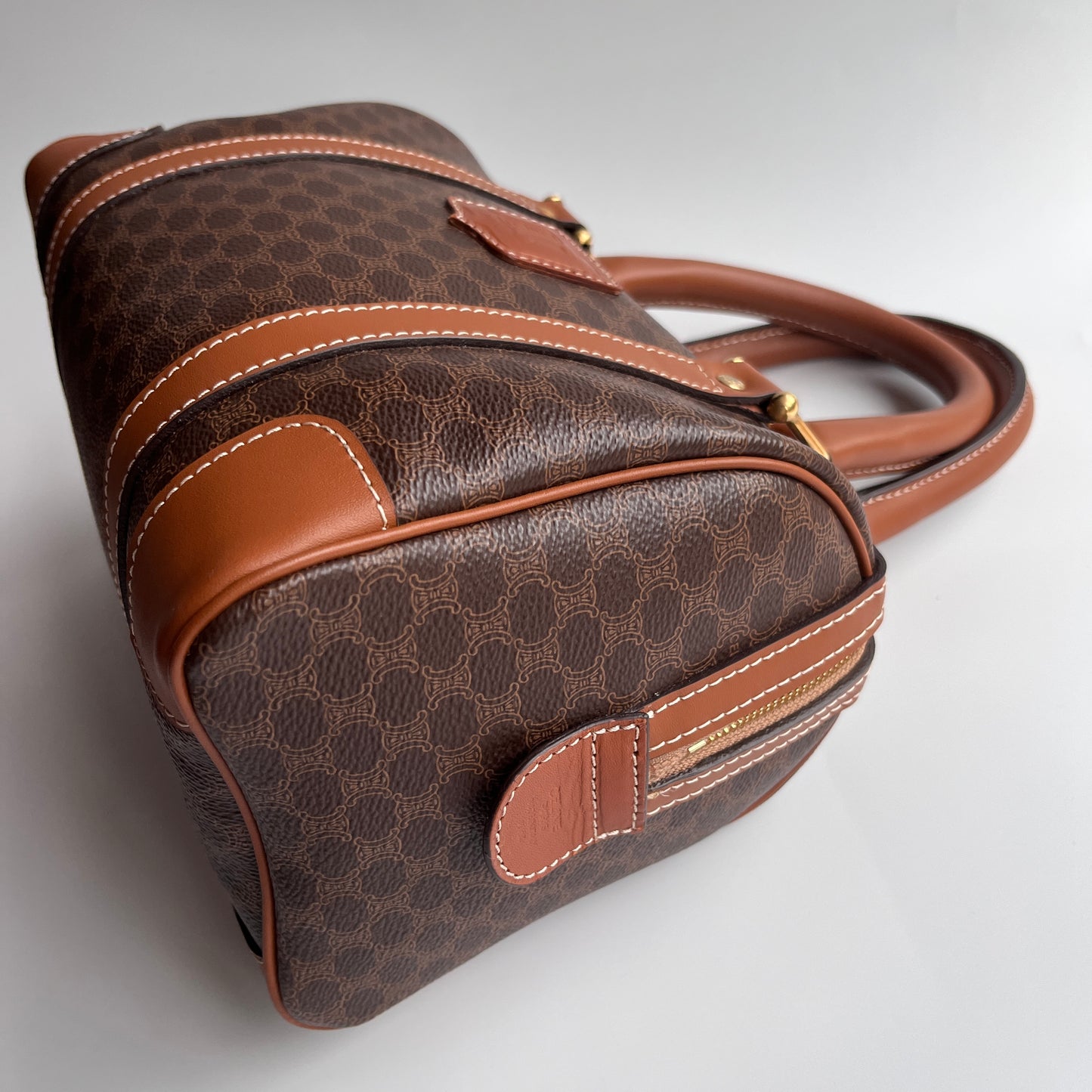 Celine Vintage Macadam Coated Canvas Boston Bag