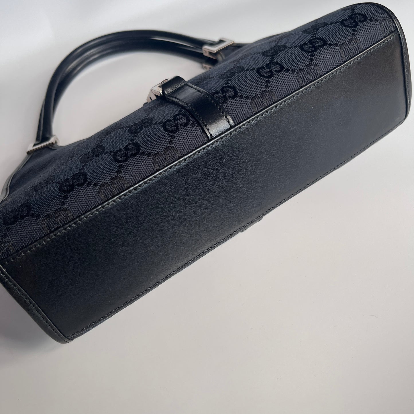 Gucci Vintage Black Jackie Canvas Shoulder Bag