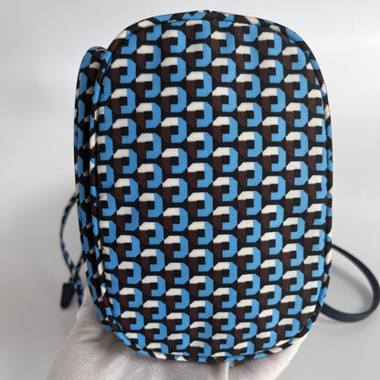 Prada Duet Blue Re-nylon Bucket Crossbody Bag