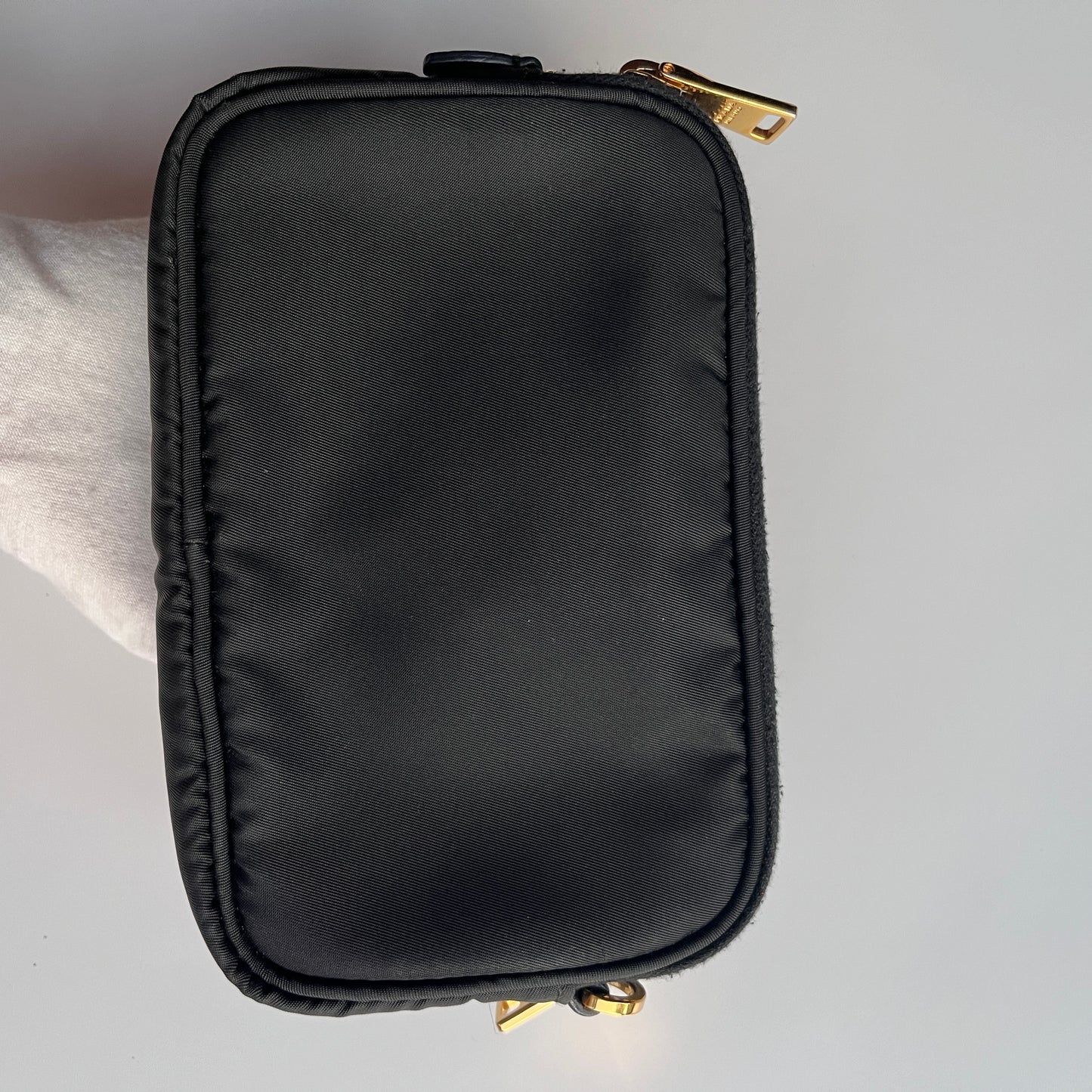 Prada Black Nylon Double Zip Pouch/ Wristlet