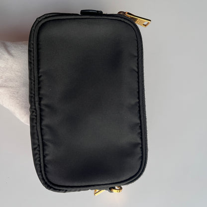 Prada Black Nylon Double Zip Pouch/ Wristlet