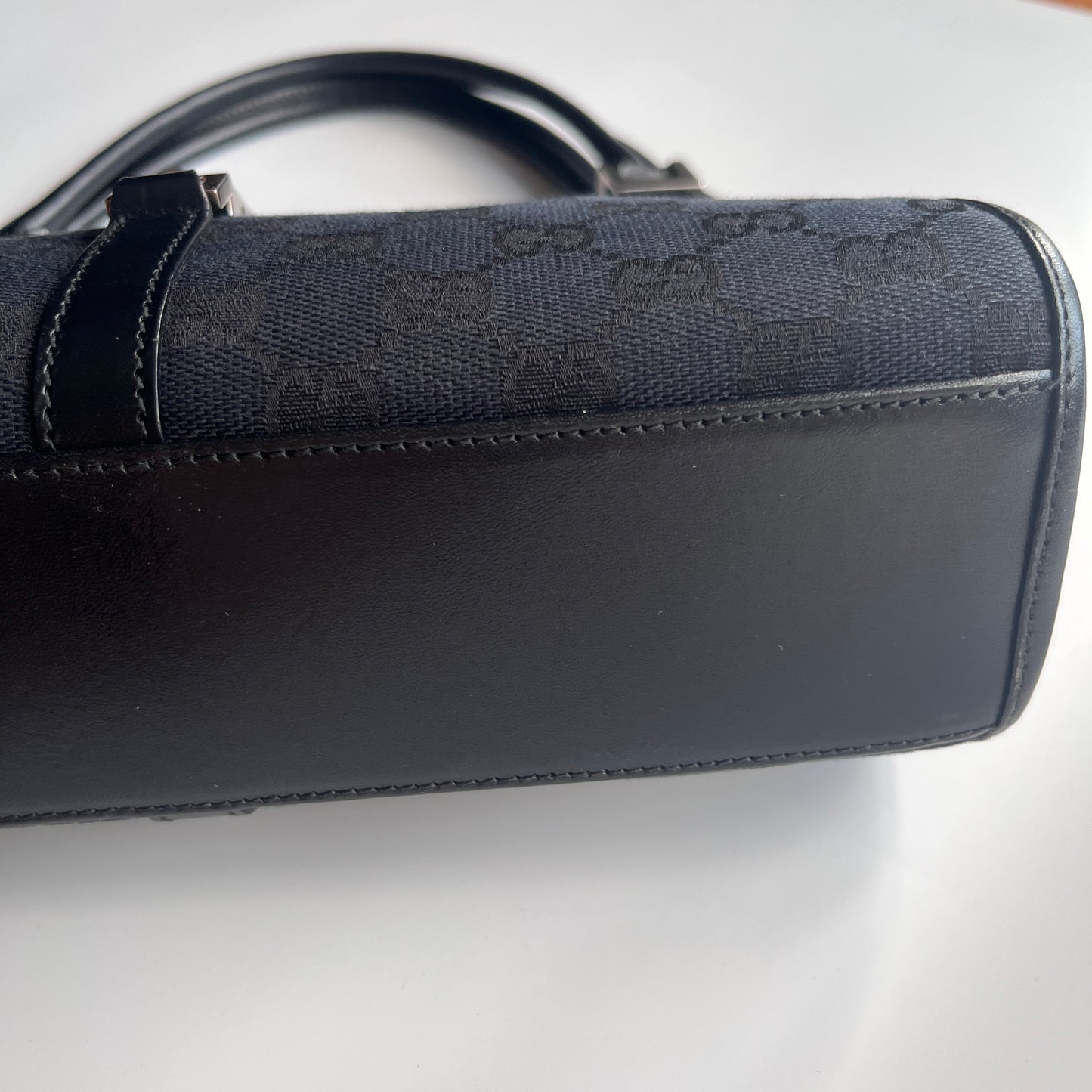 Gucci Vintage Black Jackie Canvas Shoulder Bag