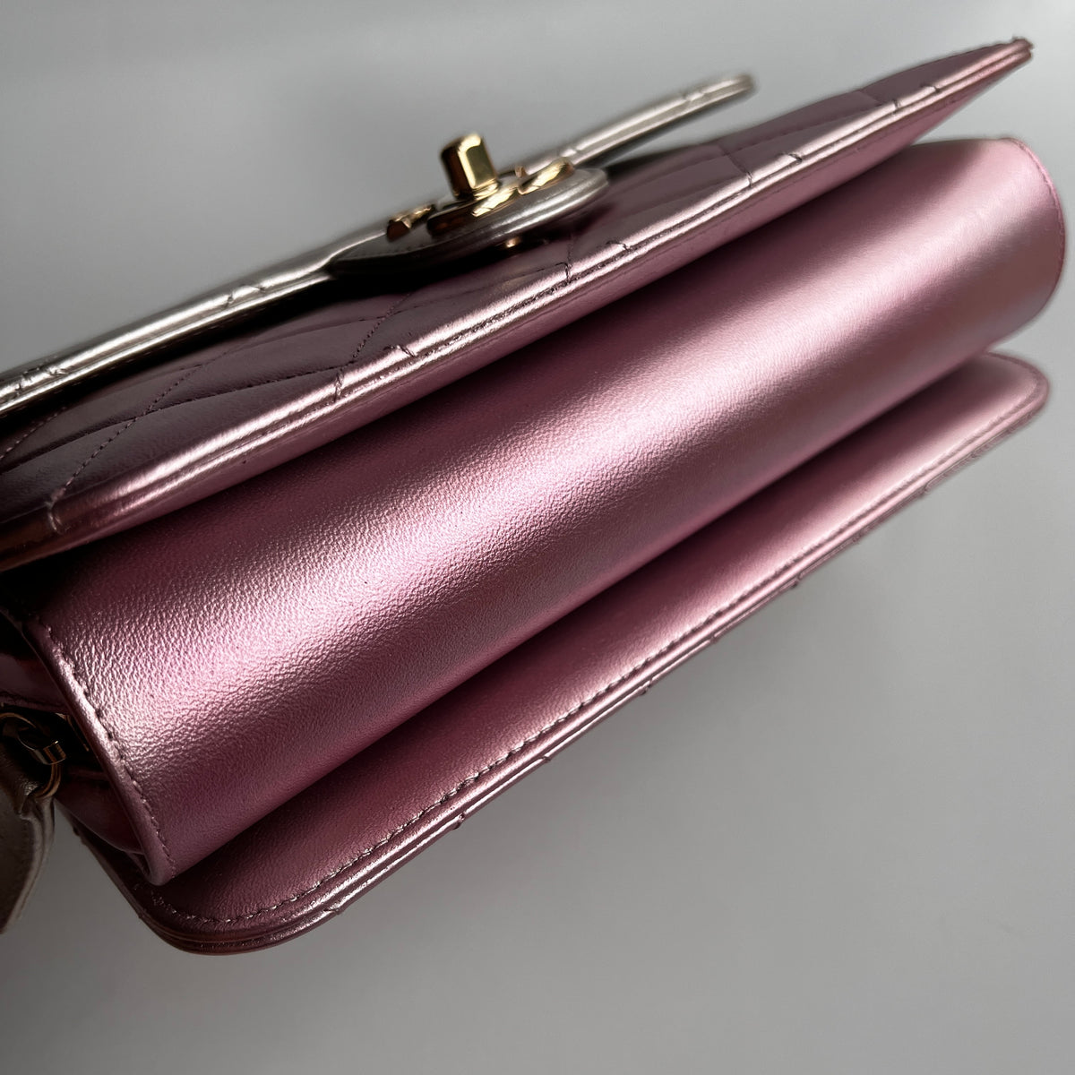 Chanel Quilted Gradient Metallic Lambskin Like A Wallet Flap Crossbody Bag