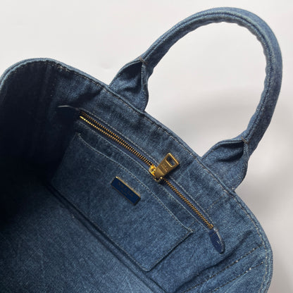 Prada Blue Denim Canapa Top Handle Bag