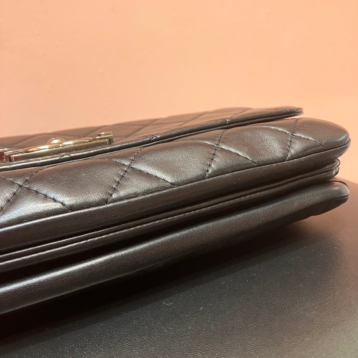 Chanel Boy East West Flap Black Leather Crossbody Clutch Bag