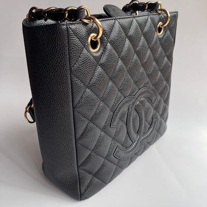 Chanel Vintage Black Caviar PST Tote Bag