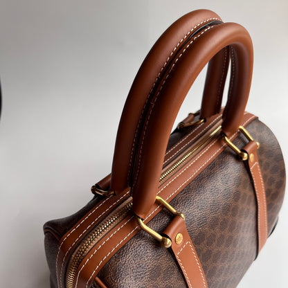 Celine Vintage Macadam Coated Canvas Boston Bag