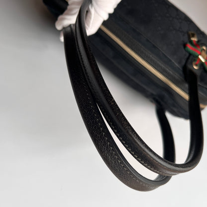 Gucci Princy Black Canvas Sherry Line Shoulder Bag