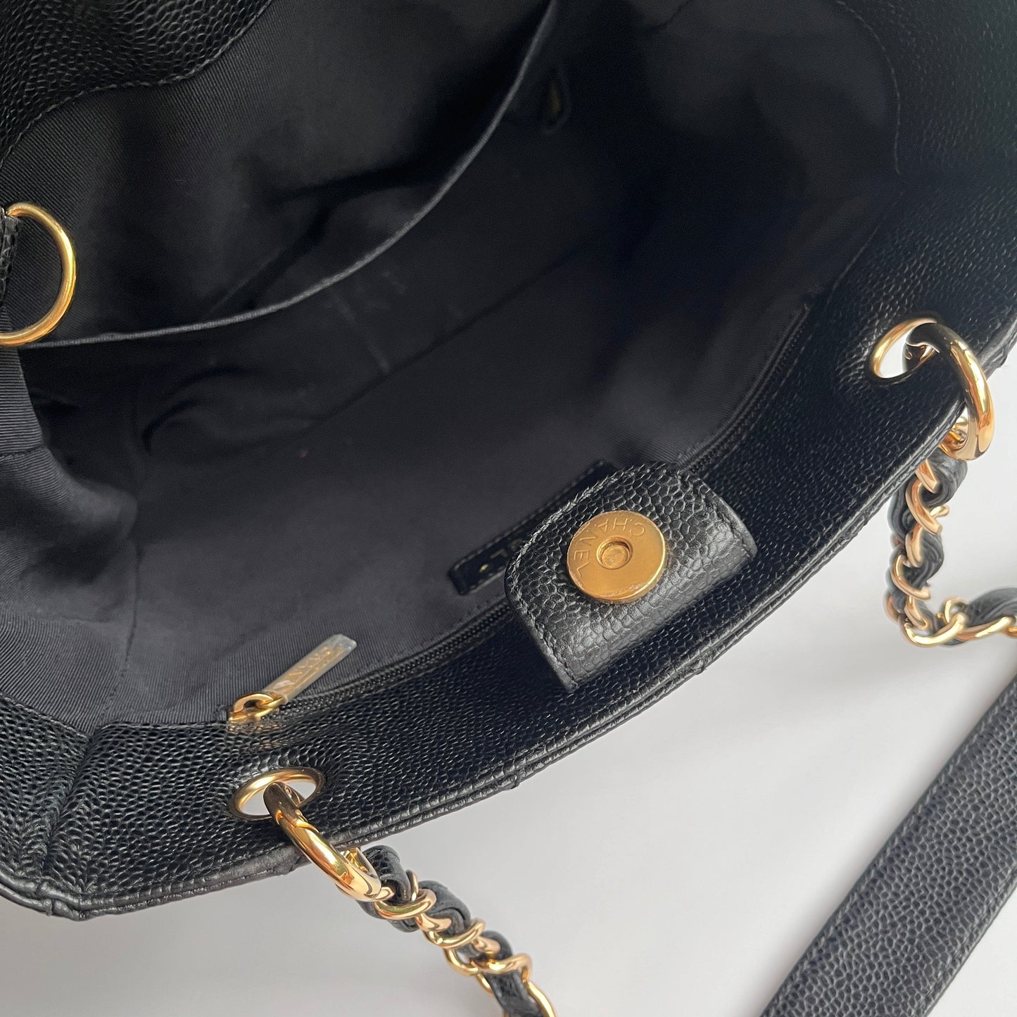 Chanel Vintage Black Caviar PST Tote Bag
