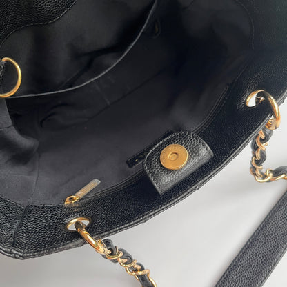 Chanel Vintage Black Caviar PST Tote Bag