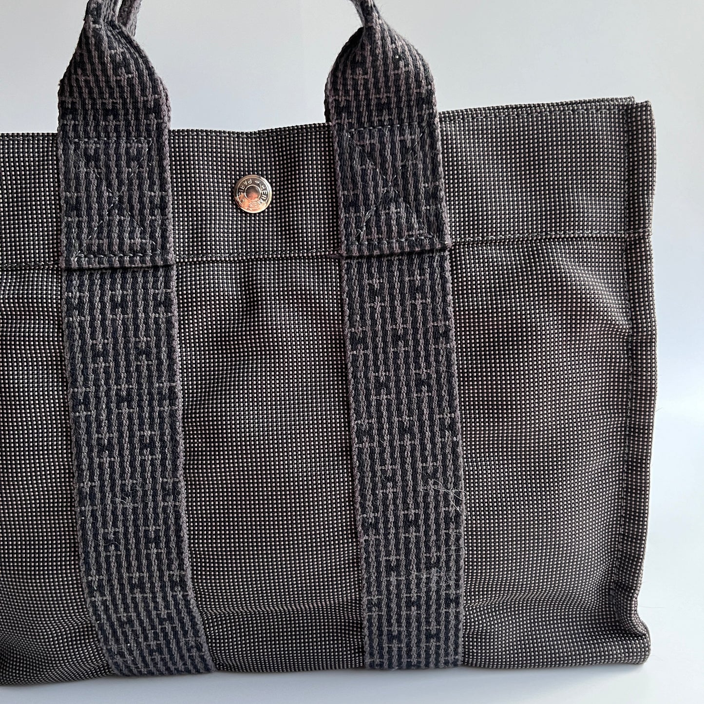 Hermes Herline PM Gray Canvas Tote Bag