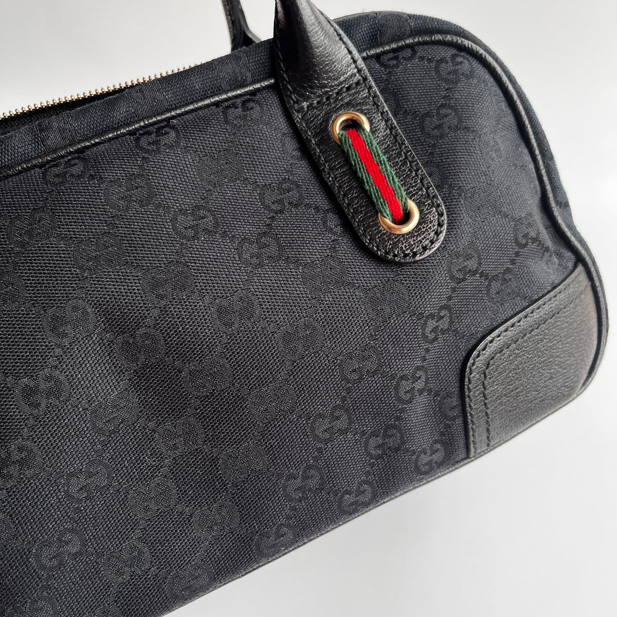 Gucci Princy Black Canvas Sherry Line Shoulder Bag