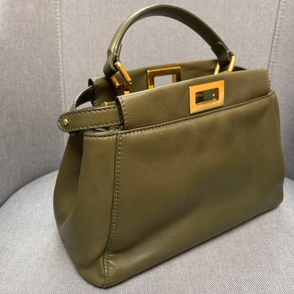 Fendi Peekaboo Mini Olive Green Crossbody Bag