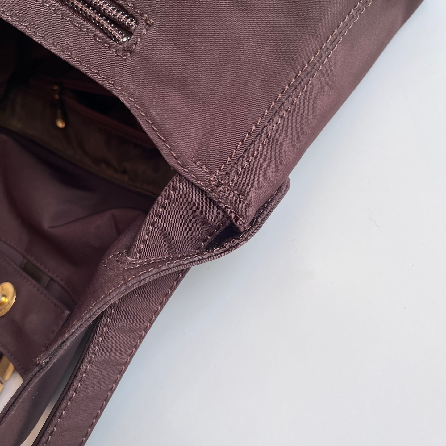 Moschino Vintage Brown Baguette Nylon Shoulder Bag
