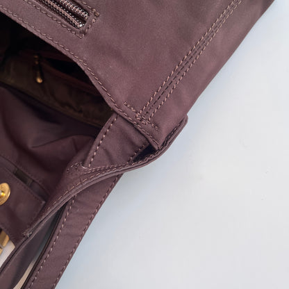 Moschino Vintage Brown Baguette Nylon Shoulder Bag