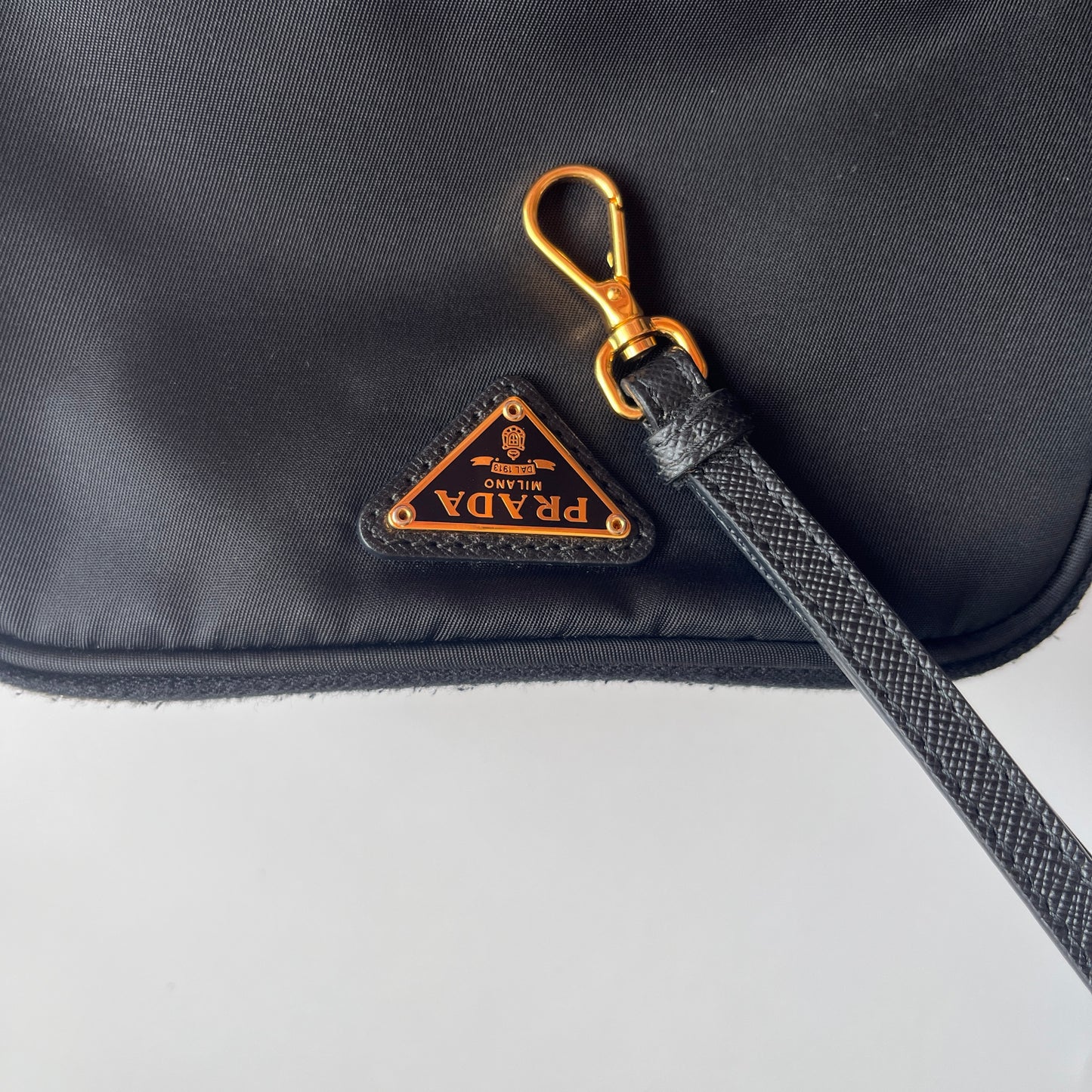 Prada Black Nylon Double Zip Pouch/ Wristlet