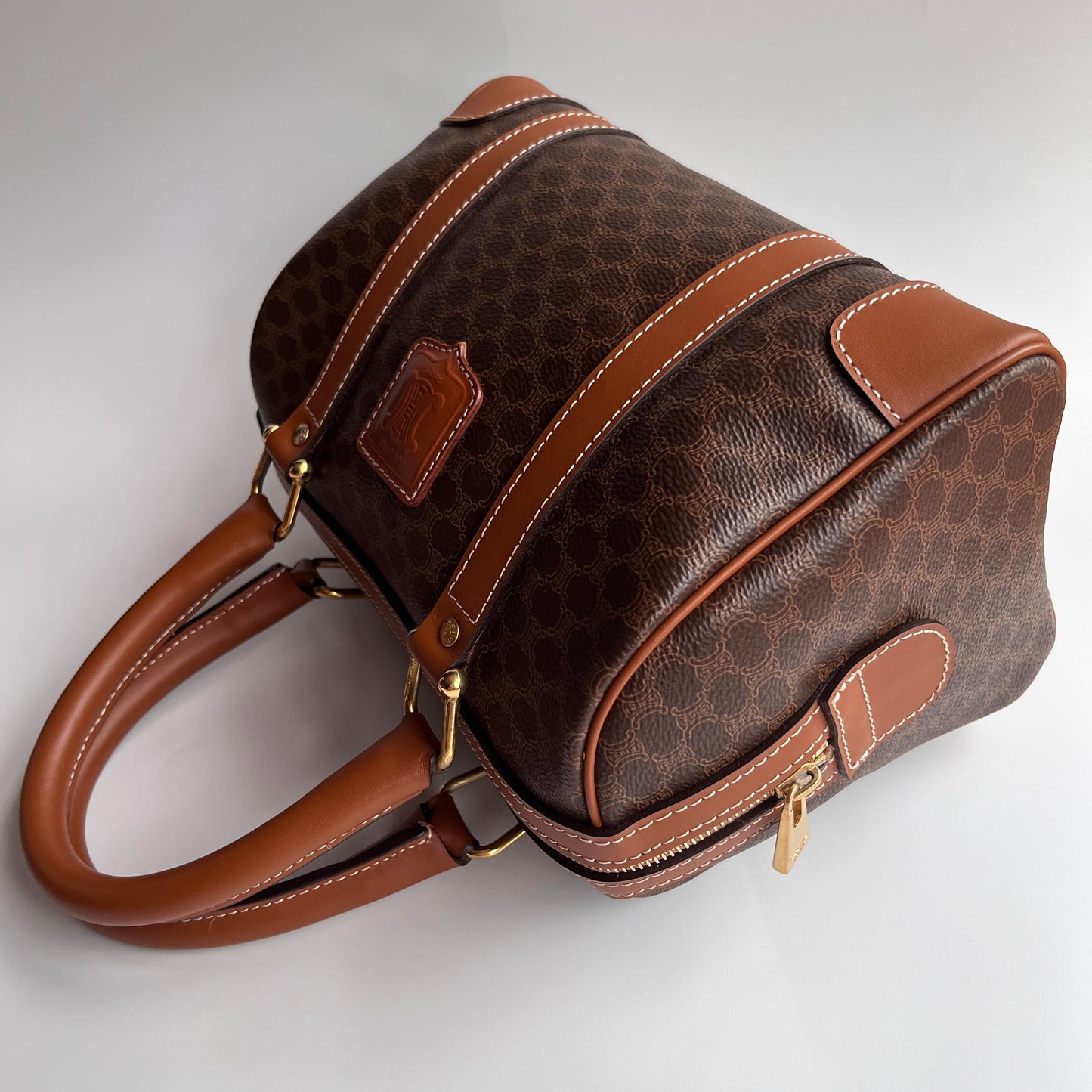 Celine Vintage Macadam Coated Canvas Boston Bag