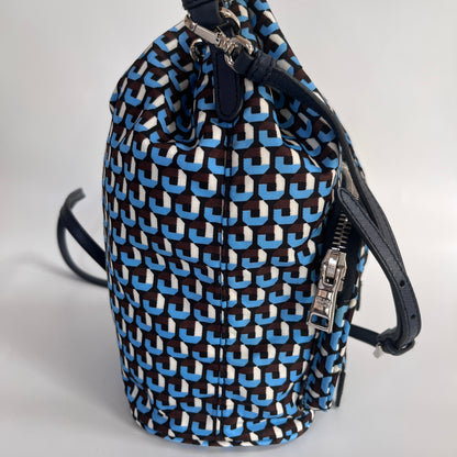 Prada Duet Blue Re-nylon Bucket Crossbody Bag