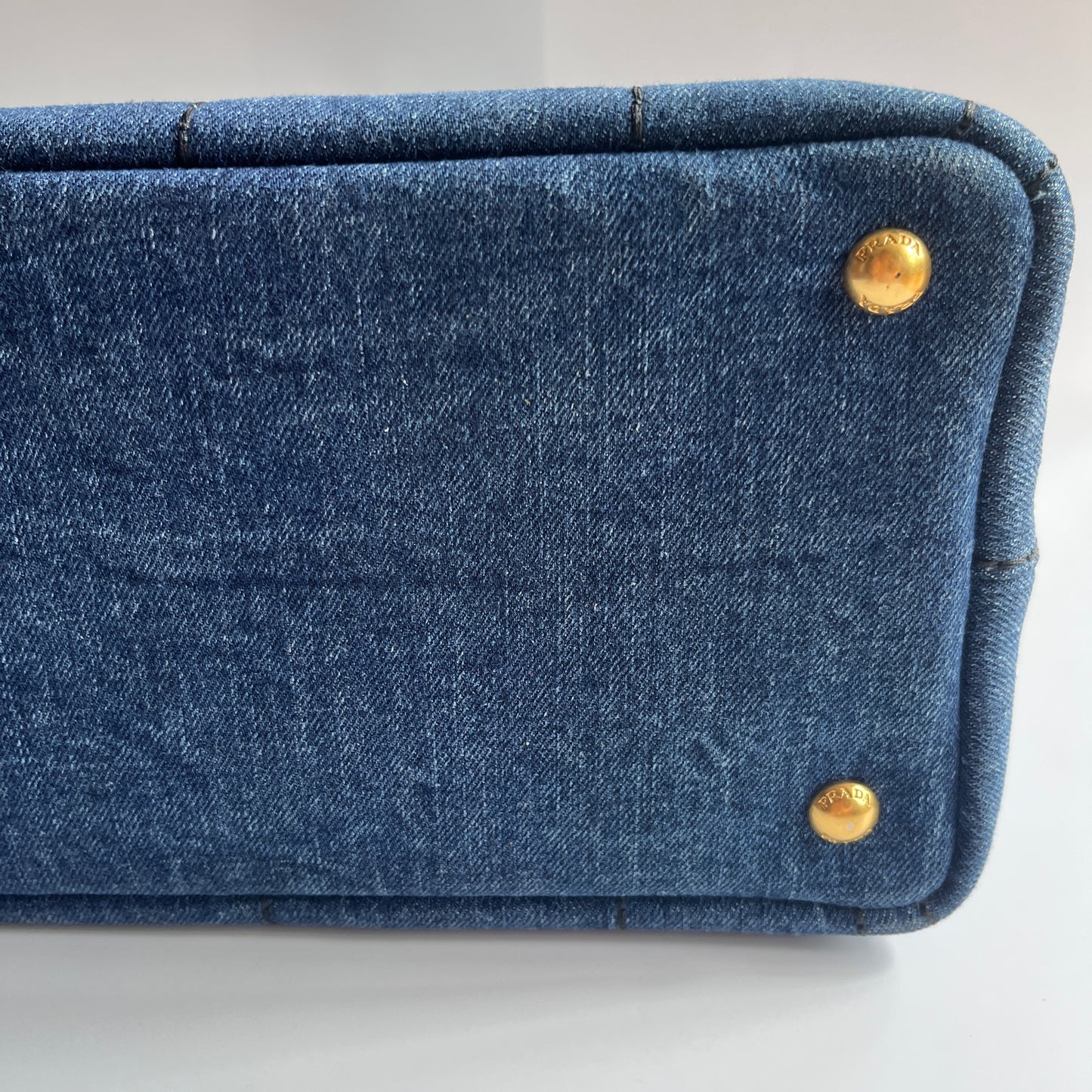Prada Blue Denim Canapa Top Handle Bag