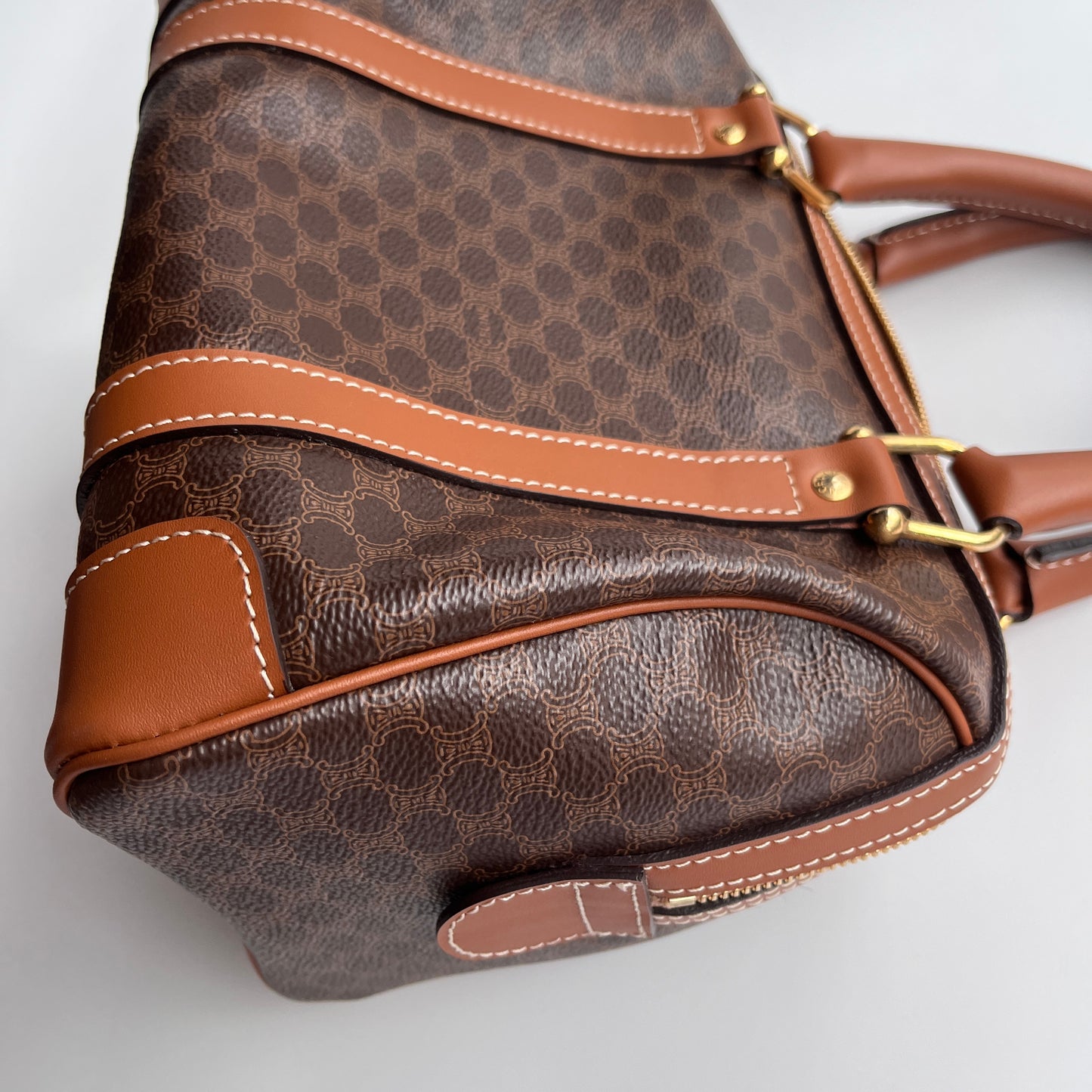 Celine Vintage Macadam Coated Canvas Boston Bag